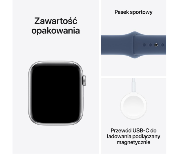 APPLE Watch SE 2024 GPS 44mm koperta z aluminium (srebrny) + pasek sportowy rozmiar S/M (denim) - 1278024 - zdjęcie 7